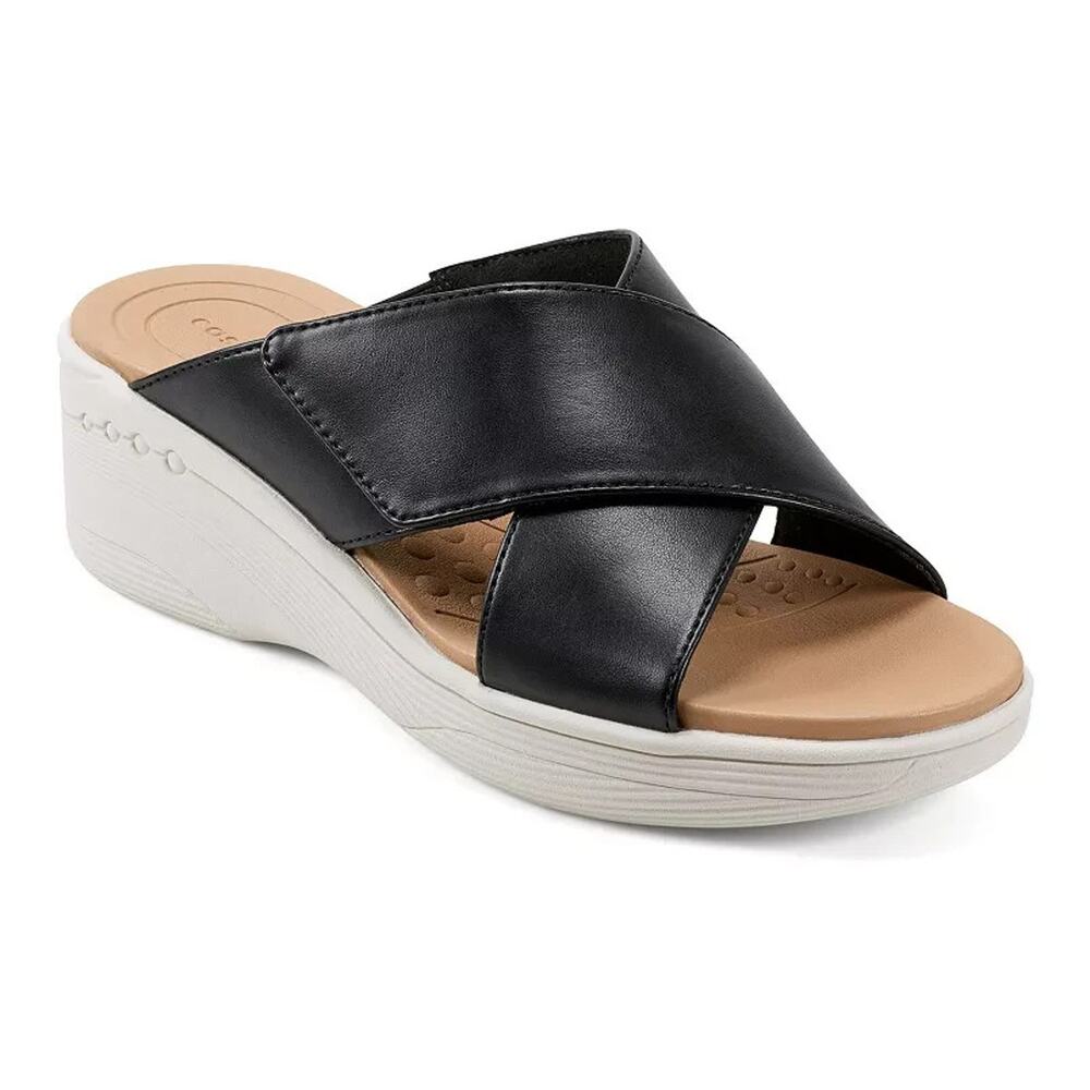 Easy Spirit Womens Bindies Black Sandal Shoes 10 Medium